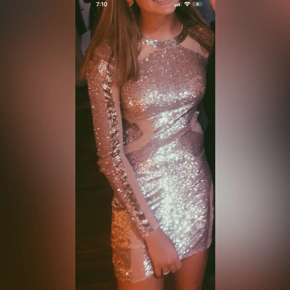 Revolve x Michael Costello Sequin Dress Rose Gold - Picture 3 of 7